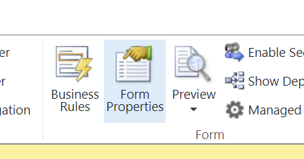 Click the form properties button